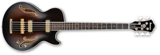 Artcore Hollow Body Electric 5 String Bass - Dark Violin