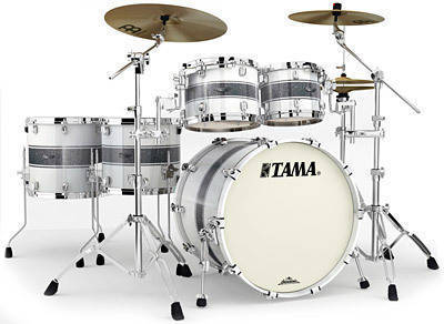 Starclassic Maple 5 Piece Shell Kit - Silver Snow Racing Stripe