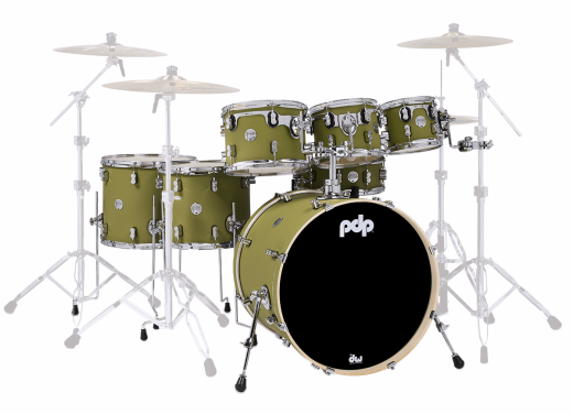 Pacific Drums - Concept Maple 7-Piece Shell Pack (22,8,10,12,14,16,SD) - Satin Olive