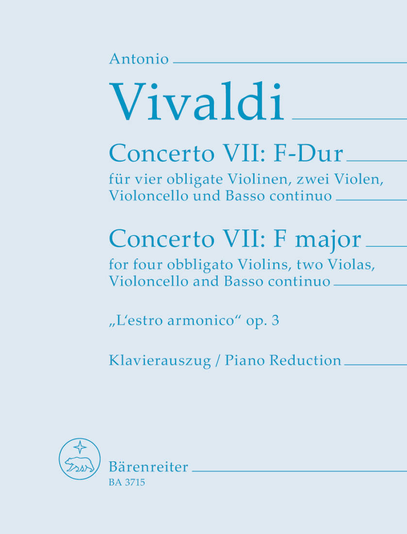 Concerto VII in F major from \'\'L\'Estro armonico\'\' op. 3 - Vivaldi/Upmeyer/Vogt - Violin Quartet/Piano Reduction