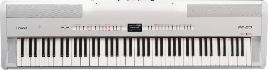 Digital Stage Piano w/Speakers & Mic Input - White