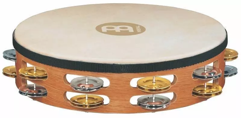 Recording-Combo Goat-Skin Wood Tambourine - Dual-Alloy Jingles