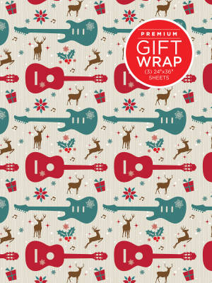 Wrapping Paper: Guitars & Reindeer Theme - 3 Sheets (24\'\'x36\'\')