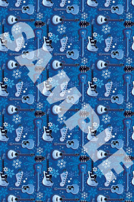 Wrapping Paper: Blue Guitars & Snowflakes Theme - 3 Sheets (24\'\'x36\'\')