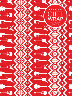 Hal Leonard - Wrapping Paper: Red & White Holiday Guitar Theme - 3 Sheets (24x36)