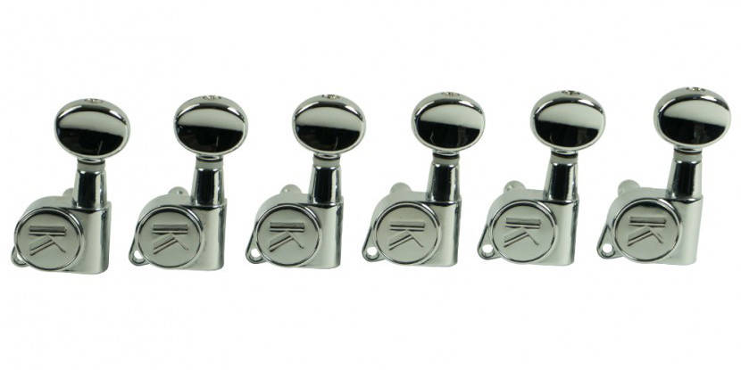 6 in Line Contemporary Diecast Series Tuning Machines, Left Hand  - Chrome