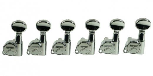 6 in Line Contemporary Diecast Series Tuning Machines, Left Hand  - Chrome