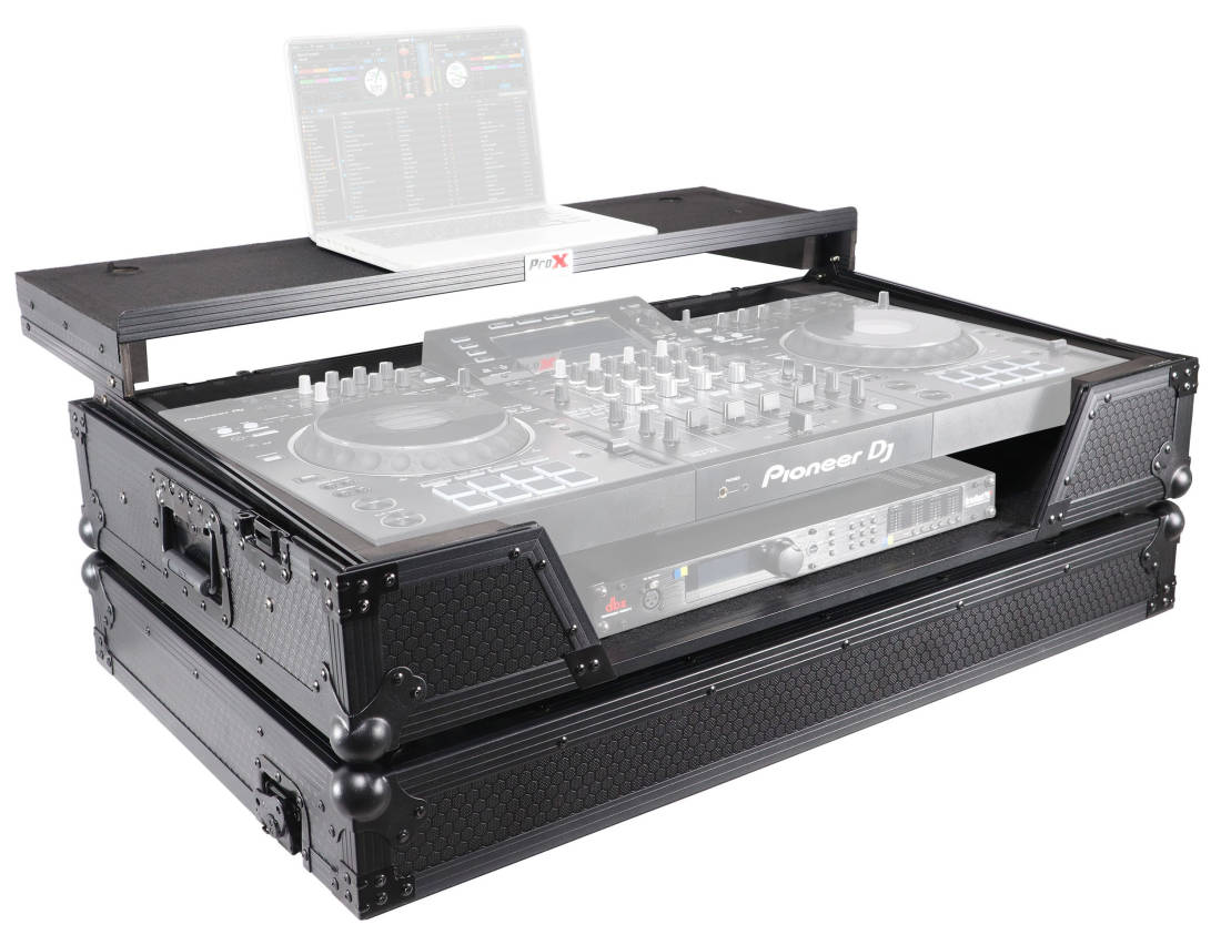 ProX Flight Case For Pioneer DJ XDJXZ With Sliding Shelf & Wheels Black On Black Long & McQuade