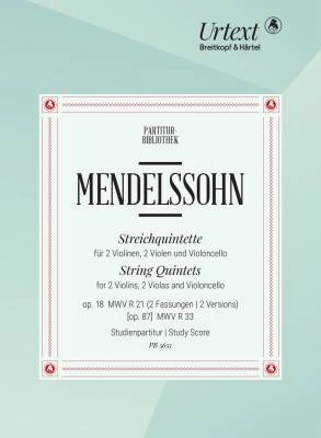 Breitkopf & Hartel - String Quintets Op. 18 MWV R 21, [Op. 87] MWV R 33 - Mendelssohn/Harasim - Study Score