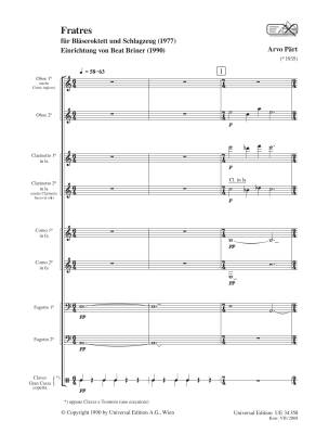 Fratres - Part/Briner - Wind Octet/Percussion - Score