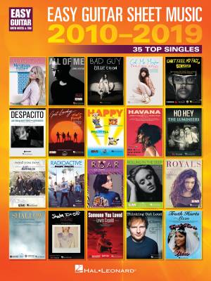 Easy Guitar Sheet Music 2010-2019: 35 Top Singles - Guitar TAB - Book
