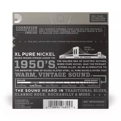 EPN22 - D\'addario Set Elec Gtr Pure Nickel Jazz Med