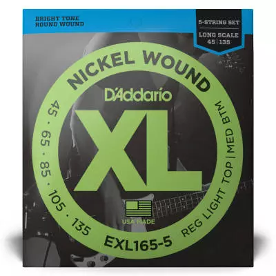 EXL165-5 - D\'addario Bass Xl Nckl Long Scale 5-stg 45-13