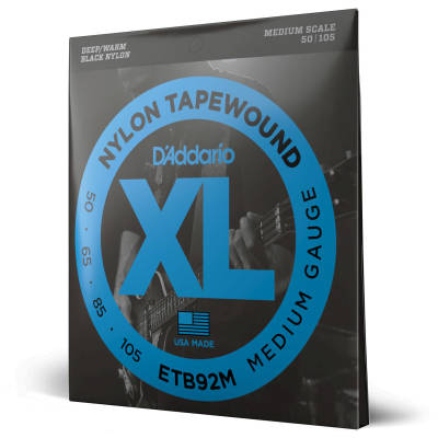 DAddario - ETB92M - Daddario Bass Blk Nylon Tapewound50-105 Med
