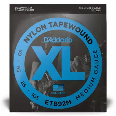 ETB92M - D\'addario Bass Blk Nylon Tapewound50-105 Med