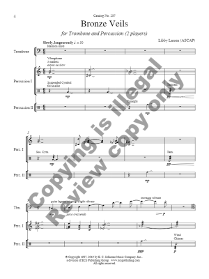 Bronze Veils - Larsen - Trombone/Percussion - Sheet Music