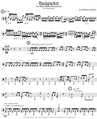 Backpacker - Aukofer - Multi-Percussion Solo - Sheet Music