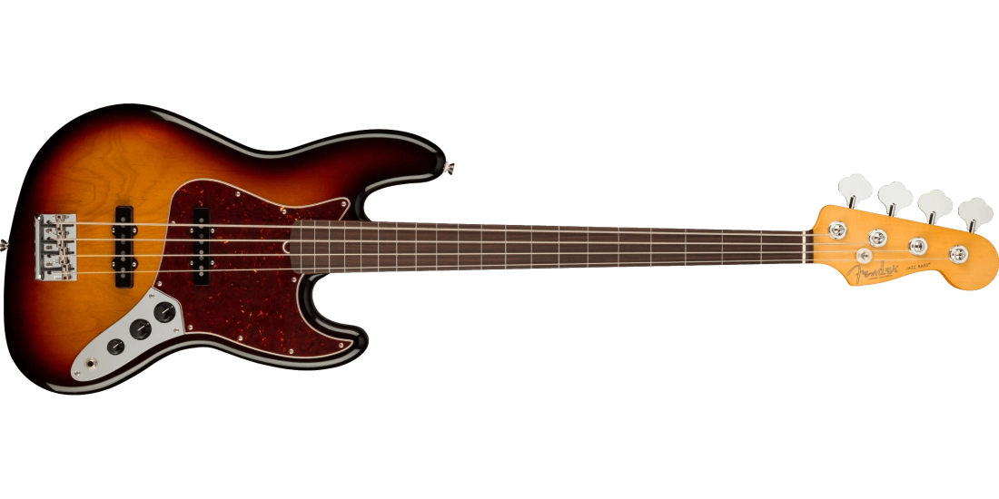 American Professional II Jazz Bass Fretless, Rosewood Fingerboard - 3-Tone Sunburst