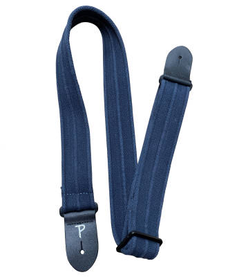 2\'\' Deluxe Cotton Strap with Leather Ends - Navy Blue