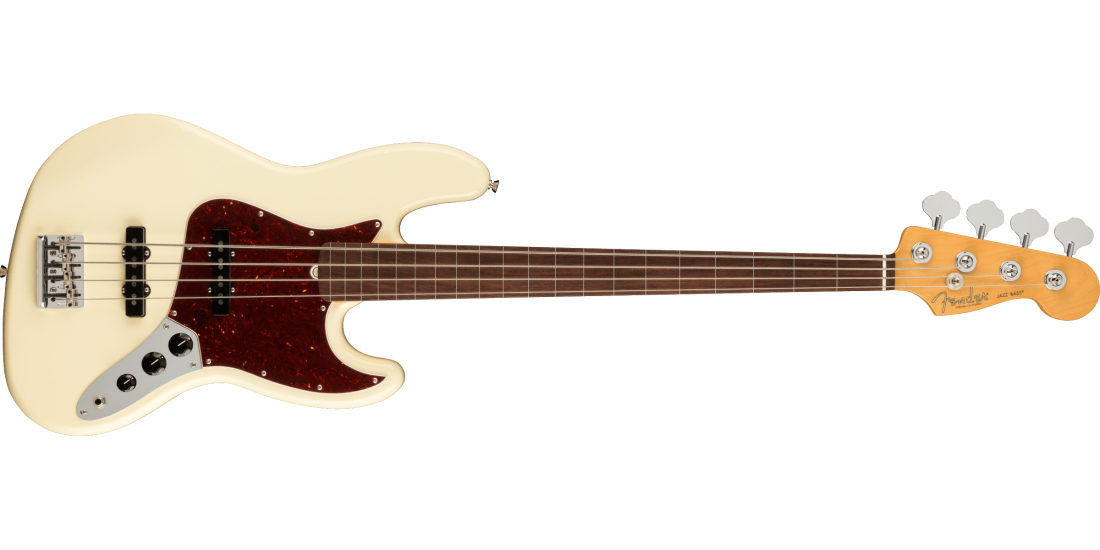 American Professional II Jazz Bass Fretless, Rosewood Fingerboard - Olympic White