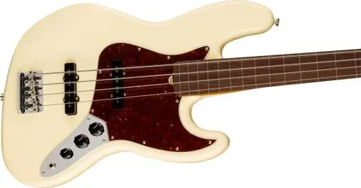 American Professional II Jazz Bass Fretless, Rosewood Fingerboard - Olympic White