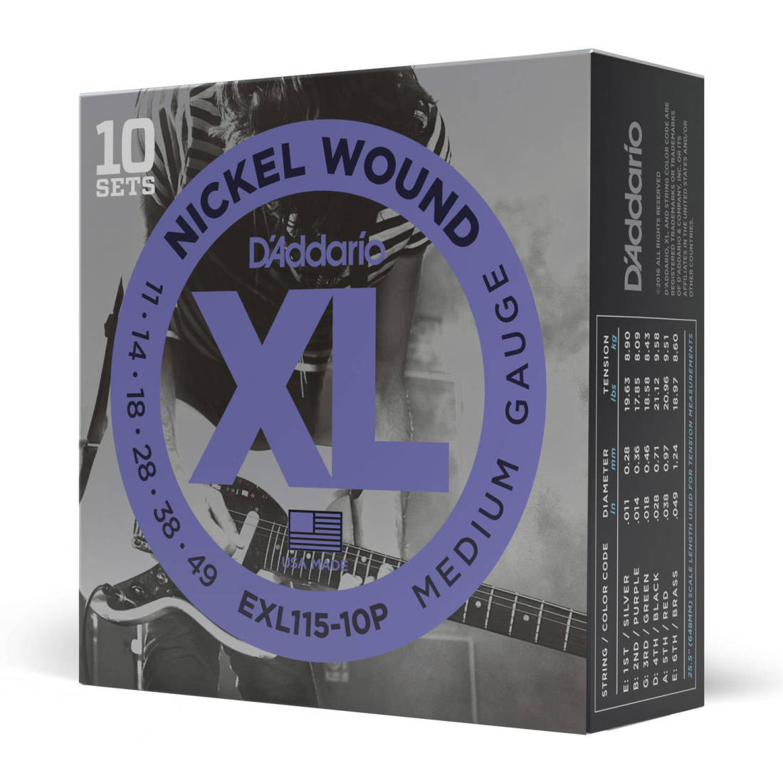 EXL115-10P Nickel Wound Electric Guitar String Sets 10-Pack - Jazz/Rock 11-49