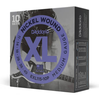 EXL115-10P Nickel Wound Electric Guitar String Sets 10-Pack - Jazz/Rock 11-49