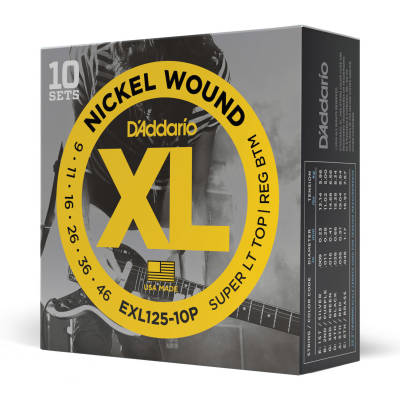 EXL125-10P Nickel Wound Electric Guitar String Sets 10-Pack - Super Light/Reg 9-46