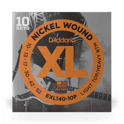EXL140-10P Nickel Wound Electric Guitar String Sets 10-Pack - Light Top/Heavy Bottom 10-52