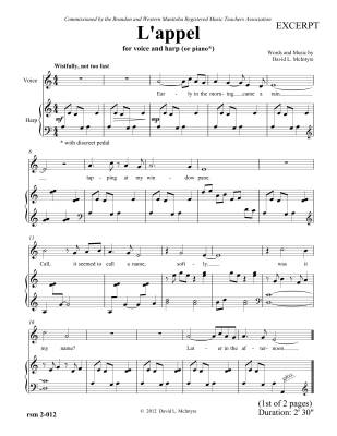 L\'appel - McIntyre - Voice/Harp (or Piano) - Sheet Music