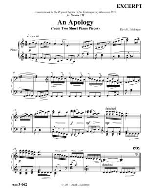 Two Short Piano Pieces - McIntyre - Piano - Book