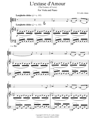 L\'extase d\'Amour (Ecstasy of Love) - Adams - Viola/Piano - Sheet Music