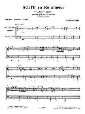 Suite Vol.4, No.1 In D Minor - Marais/Veilhan - Recorder/Continuo - Book