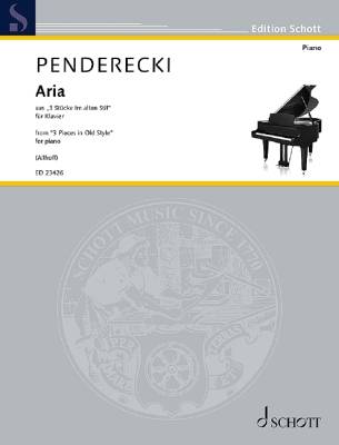 Schott - Aria (from Three Pieces in Old Style) - Penderecki/Allhoff - Piano - Book