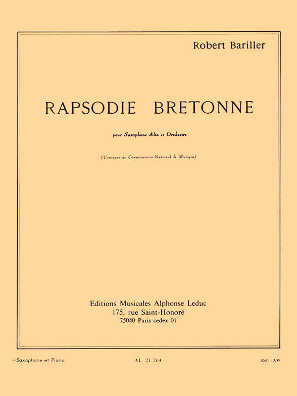 Breton Rhapsody - Bariller - Alto Saxophone/Piano - Sheet Music