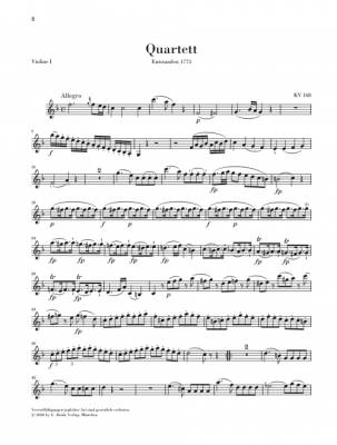 String Quartets, Volume II (Early Viennese Quartets) - Mozart/Seiffert - Parts Set