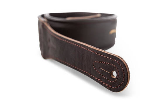 Spring Vine 2.5\'\' Embroidered Leather Guitar Strap - Chocolate Brown