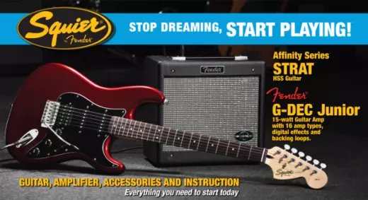 Affinity Series Strat Pack HSS w/G-Dec Amp - Candy Apple Red