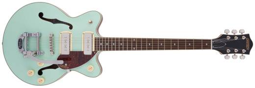 G2655T-P90 Streamliner Center Block Jr. Double-Cut P90 with Bigsby, Laurel Fingerboard - Two-Tone Mint Metallic and Vintage Mahogany Stain