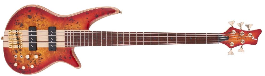 Pro Series Spectra Bass SB V Poplar Burl, Caramelized Jatoba Fingerboard - Transparent Cherry Burst
