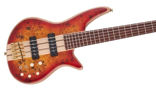 Pro Series Spectra Bass SB V Poplar Burl, Caramelized Jatoba Fingerboard - Transparent Cherry Burst