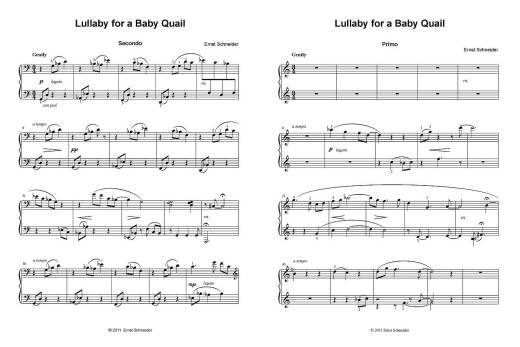 Lullaby for a Baby Quail - Schneider - Piano Duet (1 Piano, 4 Hands) - Sheet Music