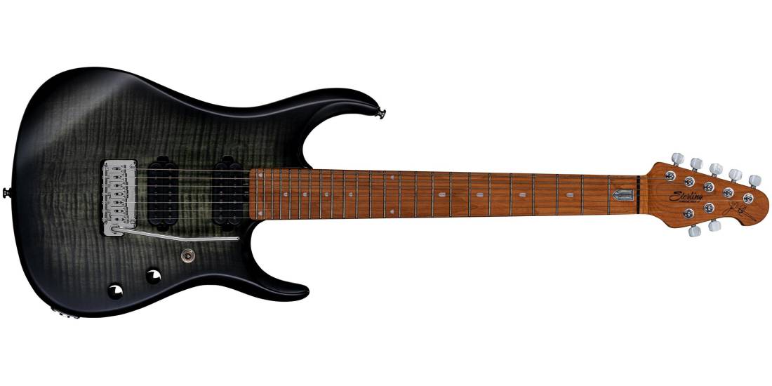 JP15-7 7-String Electric Guitar, Flame Maple Top - Trans Black Satin