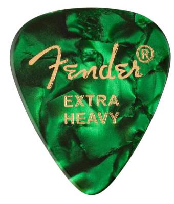 Fender - 351 Shape Premium Picks, Extra Heavy - Green Moto, 12 Count