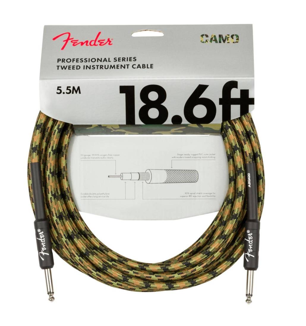Professional Series Instrument Cable, 18.6\', Woodland Camo