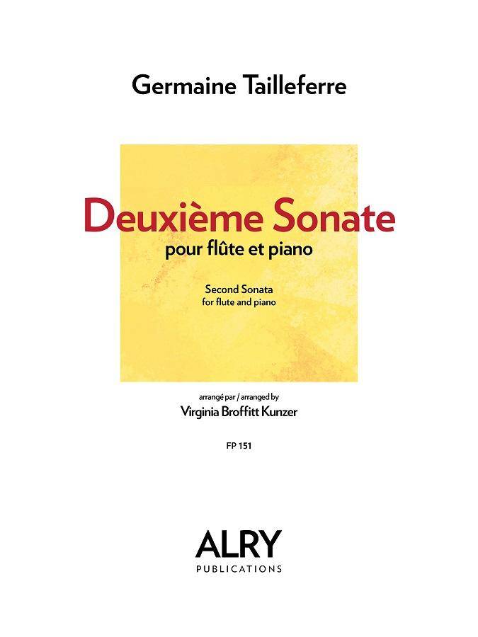 Deuxieme Sonate (Sonata No. 2) - Tailleferre/Broffitt Kunzer - Flute/Piano - Book