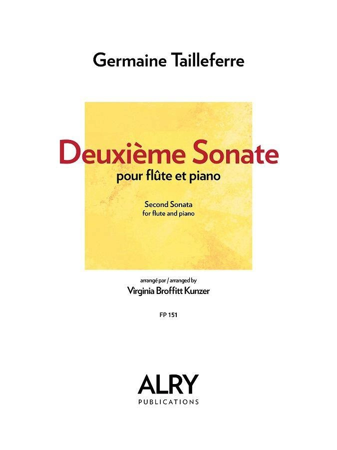 Deuxieme Sonate (Sonata No. 2) - Tailleferre/Broffitt Kunzer - Flute/Piano - Book