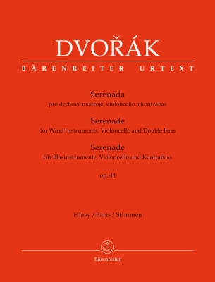 Baerenreiter Verlag - Serenade, op. 44 - Dvorak/Tait - Wind Instruments/Violoncello/Double Bass - Parts Set