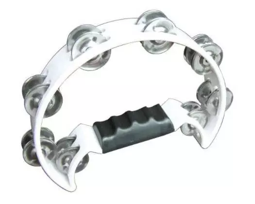 Tambourine with Cutaway - White