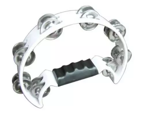 Tambourine with Cutaway - White